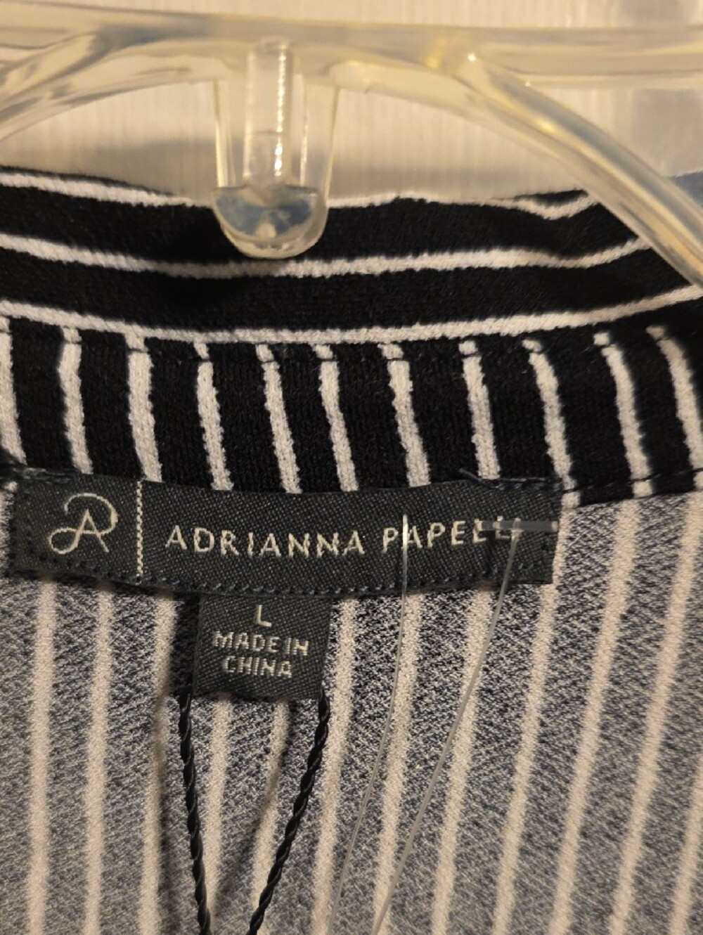 Adrianna Papell Black and White Striped Button-Down Shirt - Picture 2 of 6
